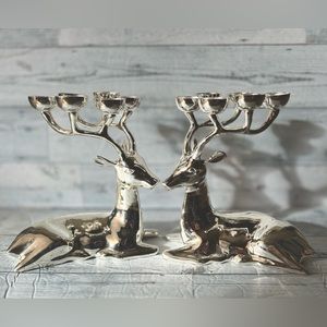 Crate & Barrel Silver Plated Candle Holders (Discontinued HTF)